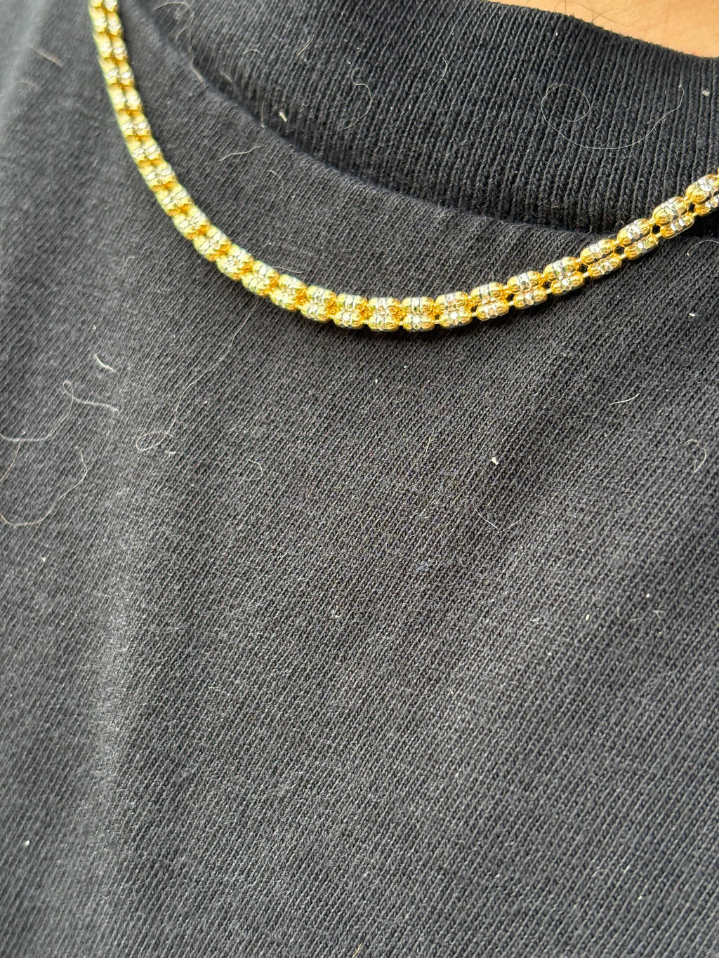 2-Tone 3mm Triple Barrel Link Chain - Premium Gold Plated 925 Sterling Silver