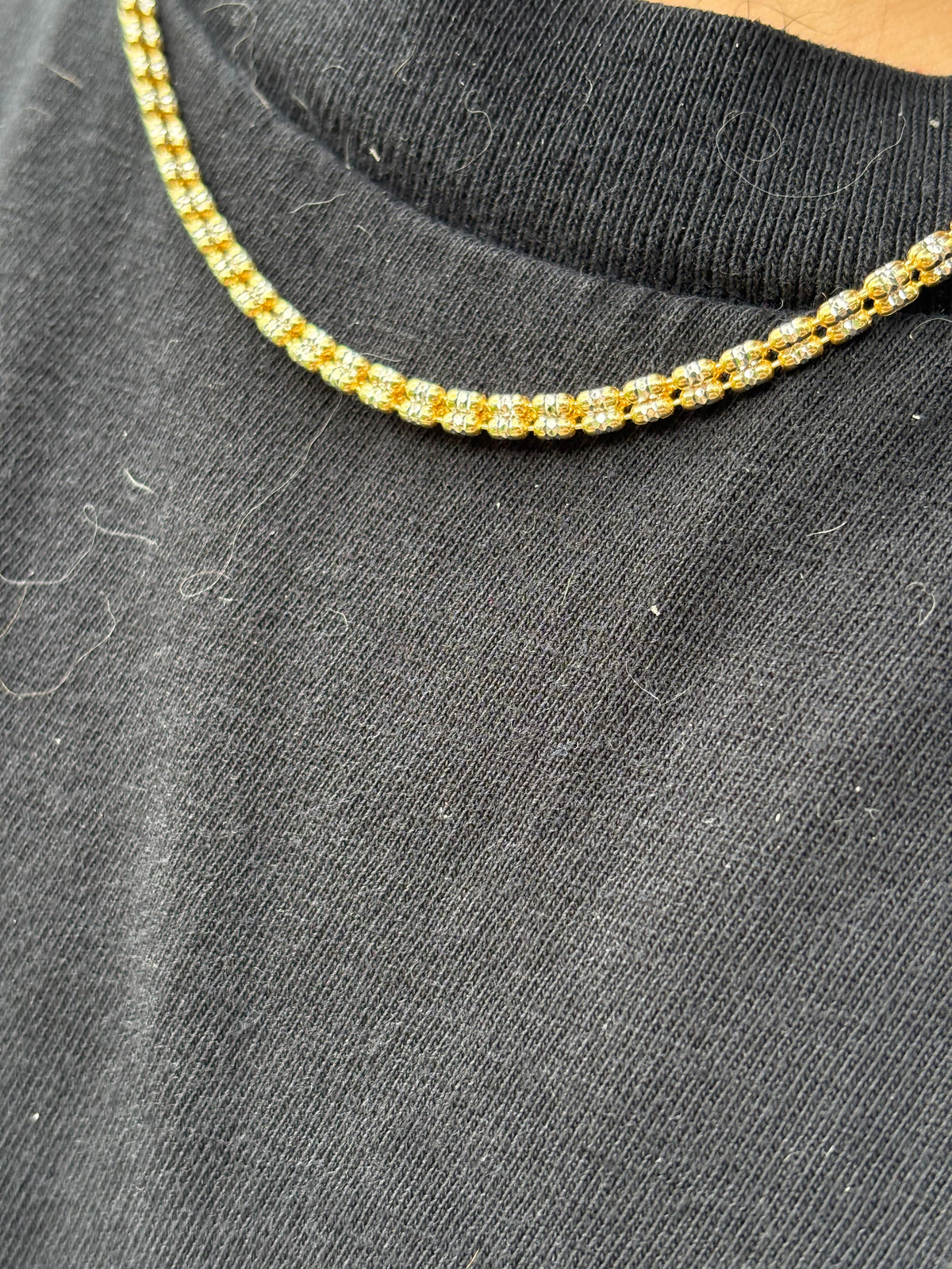 2-Tone 3mm Triple Barrel Link Chain - Premium Gold Plated 925 Sterling Silver