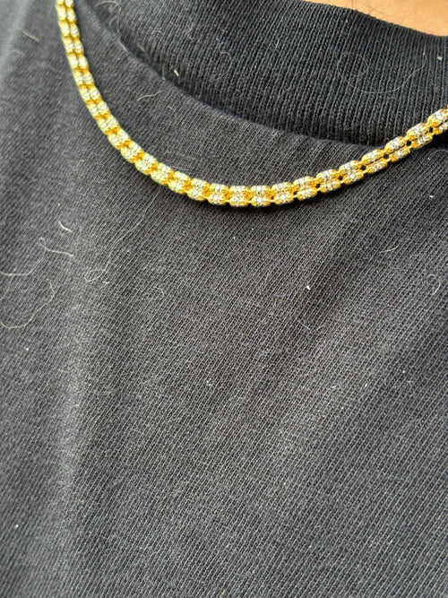 2-Tone 3mm Triple Barrel Link Chain - Premium Gold Plated 925 Sterling Silver