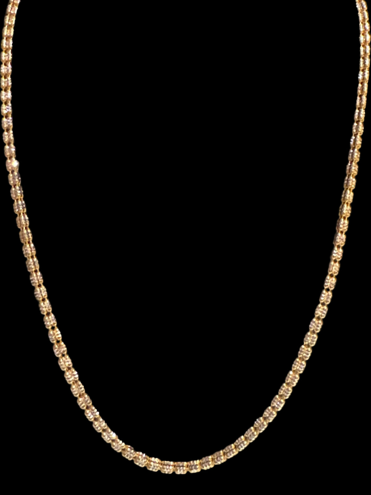 2-Tone 3mm Triple Barrel Link Chain - Premium Gold Plated 925 Sterling Silver