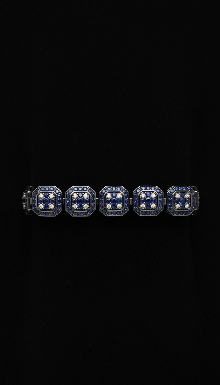 Black rhodium sapphire bracelet