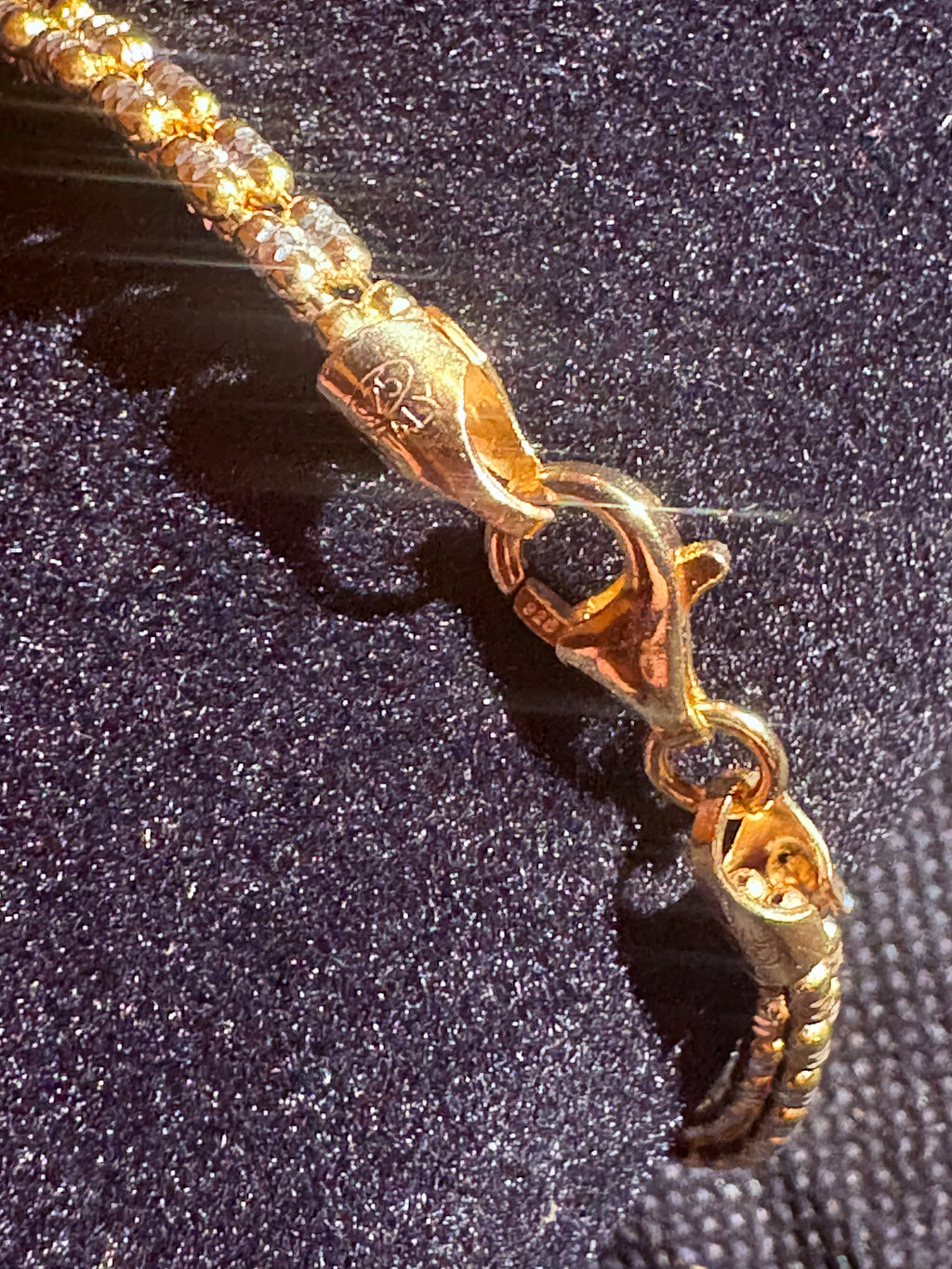 2-Tone 3mm Triple Barrel Link Bracelet - Premium Gold Plated 925 Sterling Silver