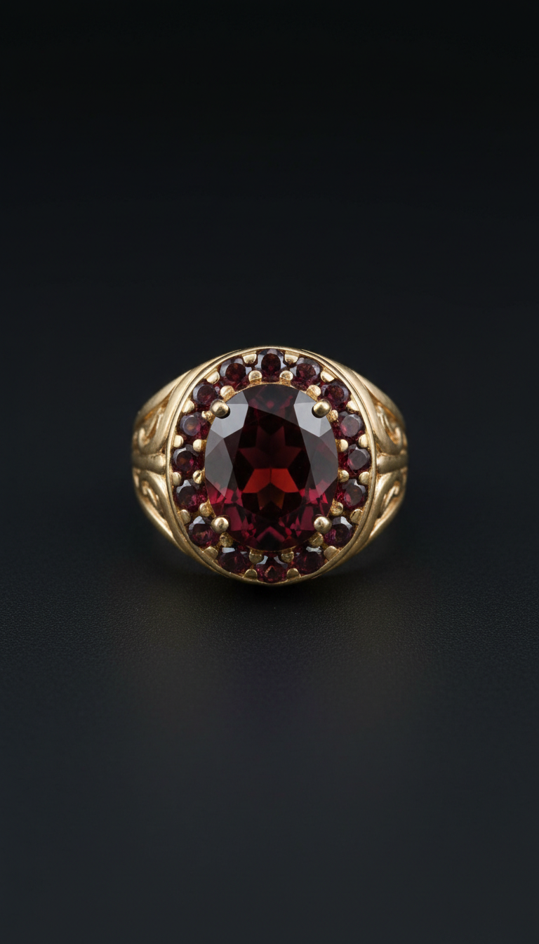 18k gold garnet cocktail ring