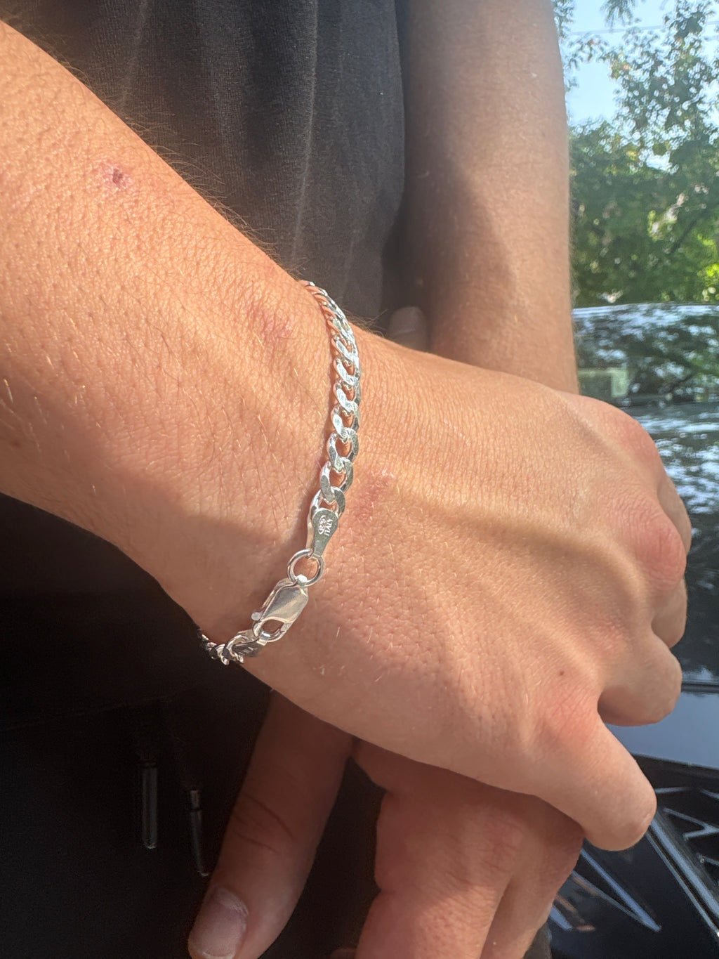 Reversible 5.6 mm Pavé Cuban Link Bracelet - 925 Sterling Silver