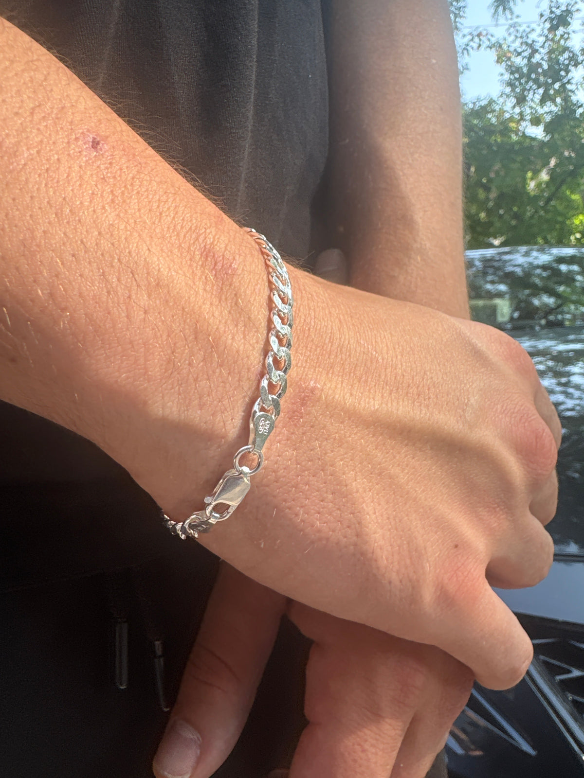 Reversible 5.6 mm Pavé Cuban Link Bracelet - 925 Sterling Silver