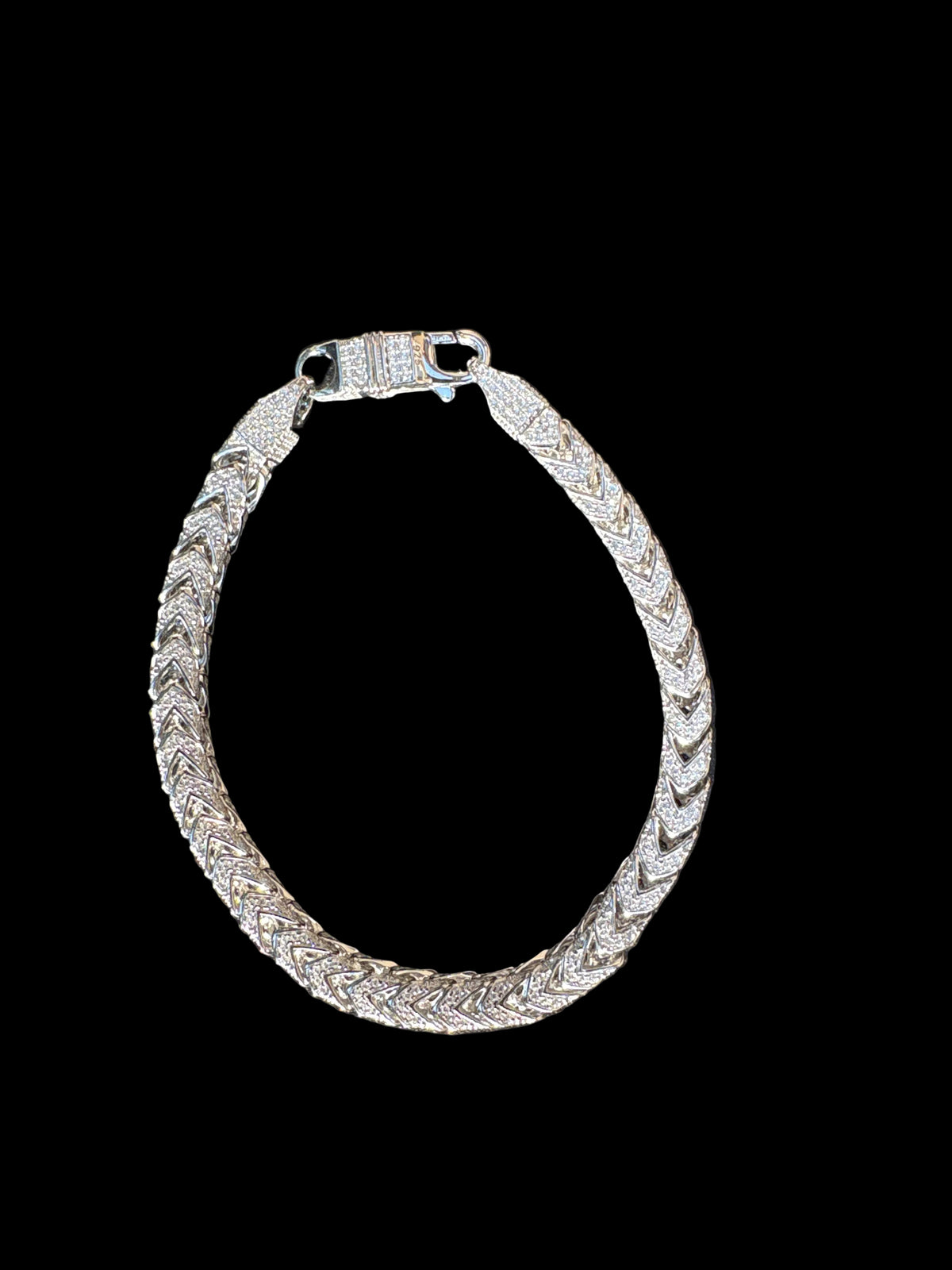 6mm Iced-out CZ Franco Bracelet - 925 Sterling Silver
