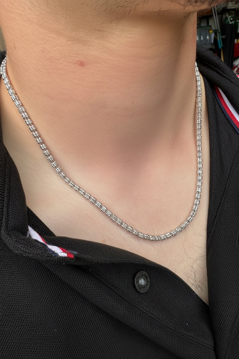 Triple Barrel Link Chain - 925 Sterling Silver