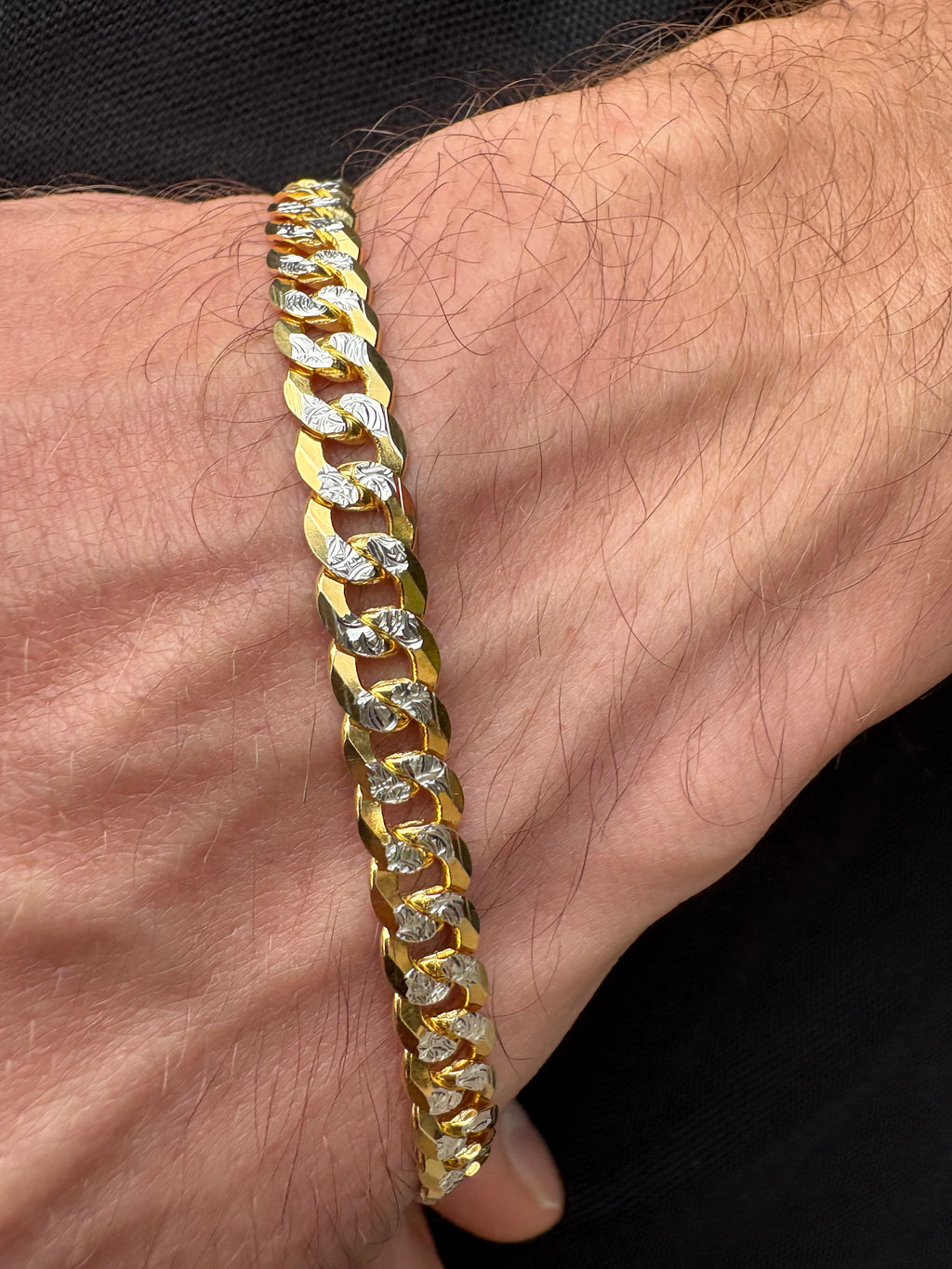 2-Tone 6.5mm Pave Bracelet - Premium Gold Plated 925 Sterling Silver