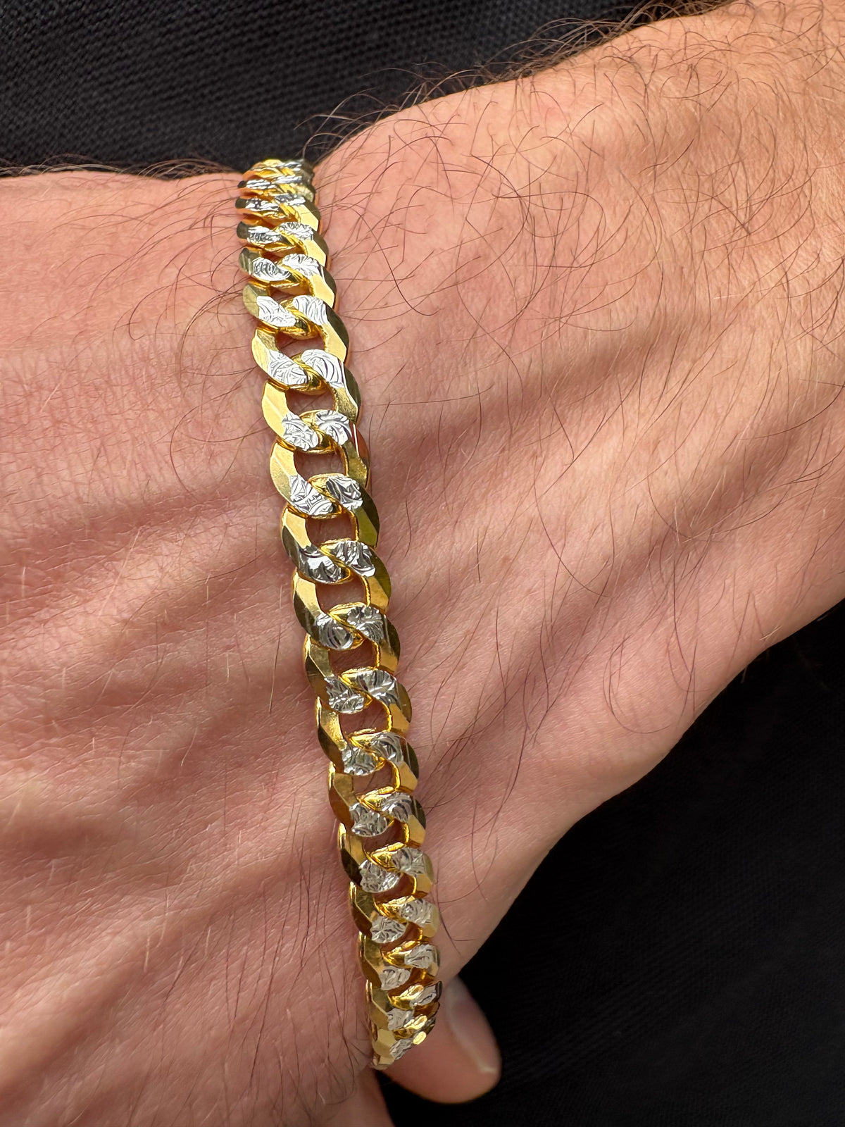 2-Tone 6.5mm Pave Bracelet - Premium Gold Plated 925 Sterling Silver