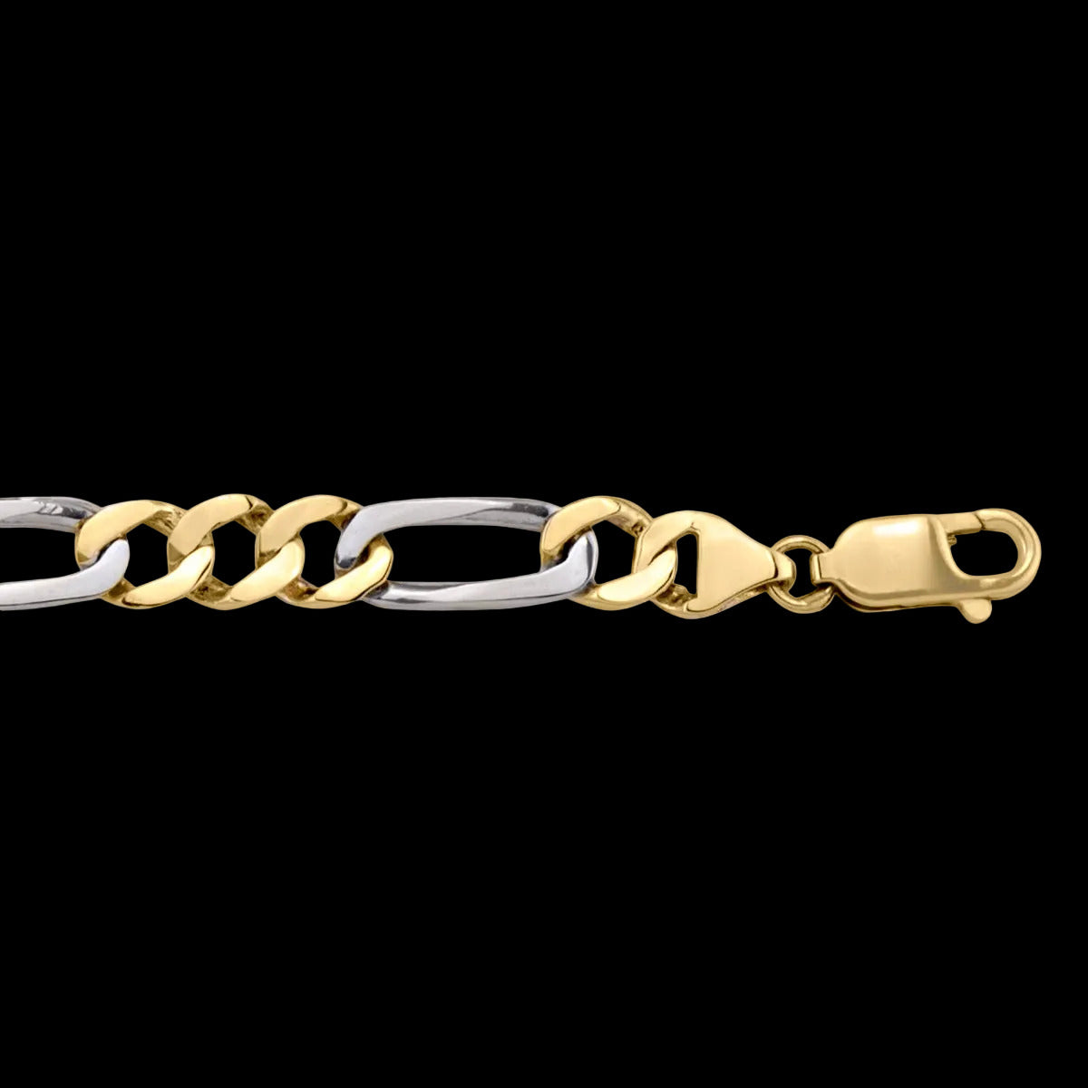 2-tone 8mm Figaro Link Bracelet - Solid 10k gold
