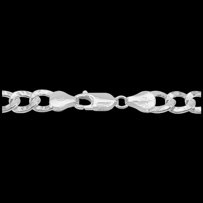 6mm Hammered Cuban Link Chain - 925 Sterling Silver