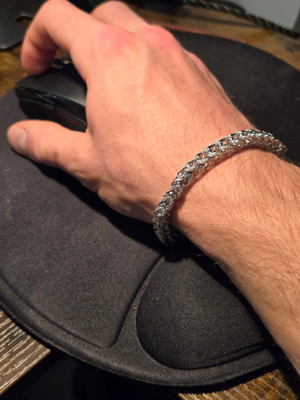 6mm Iced-out CZ Franco Bracelet - 925 Sterling Silver