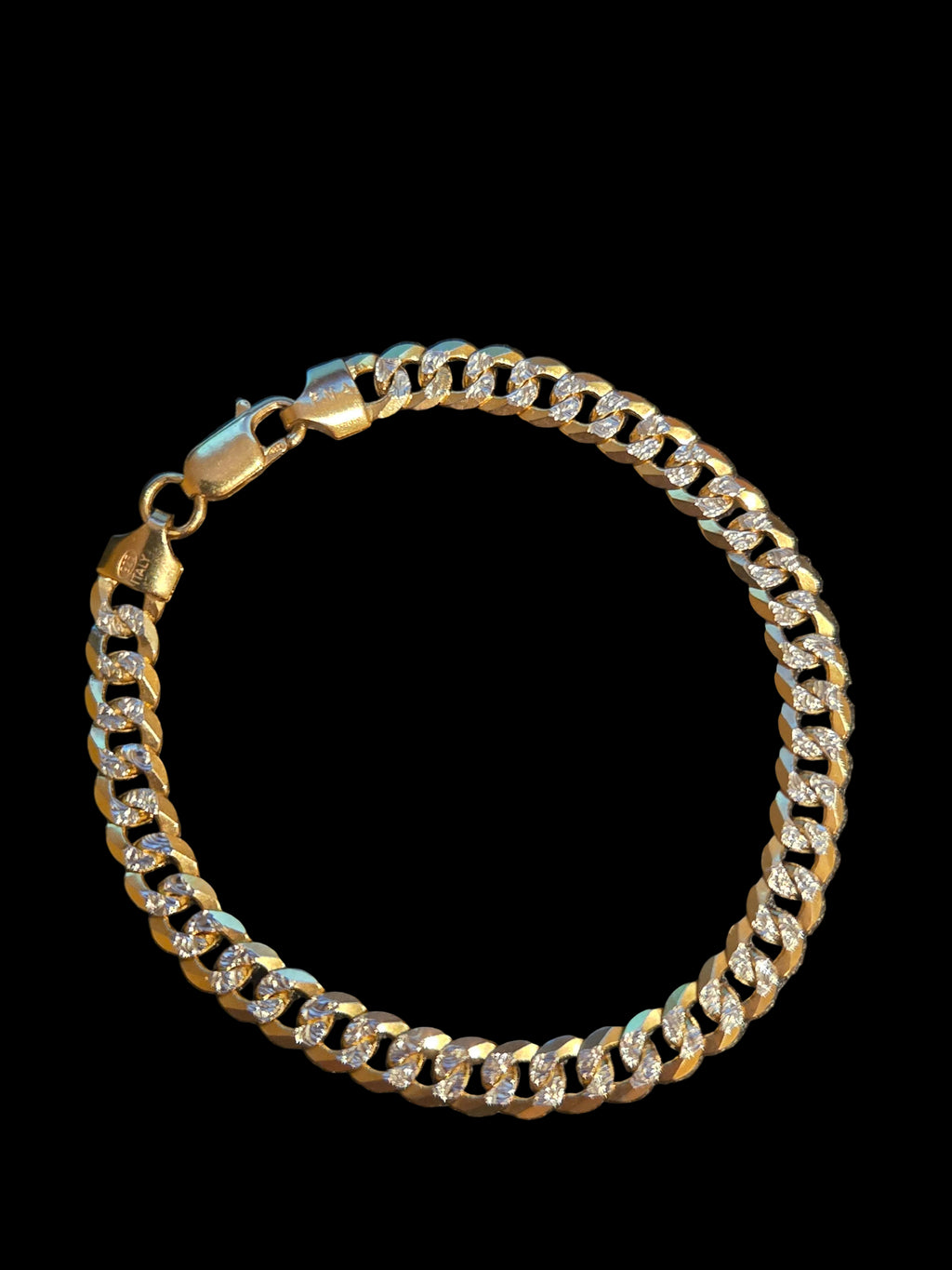 2-Tone 6.5mm Pave Bracelet - Premium Gold Plated 925 Sterling Silver