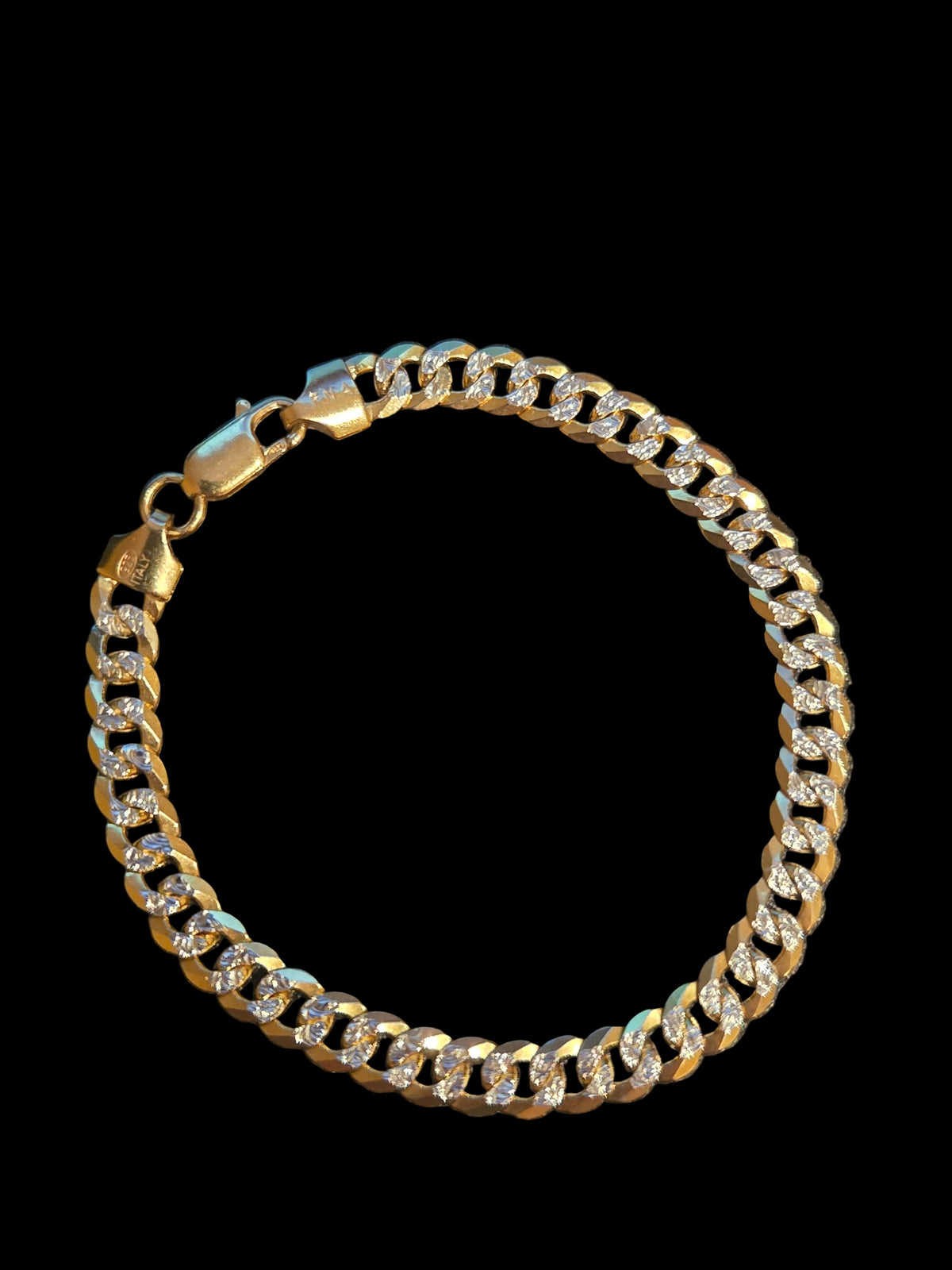 2-Tone 6.5mm Pave Bracelet - Premium Gold Plated 925 Sterling Silver